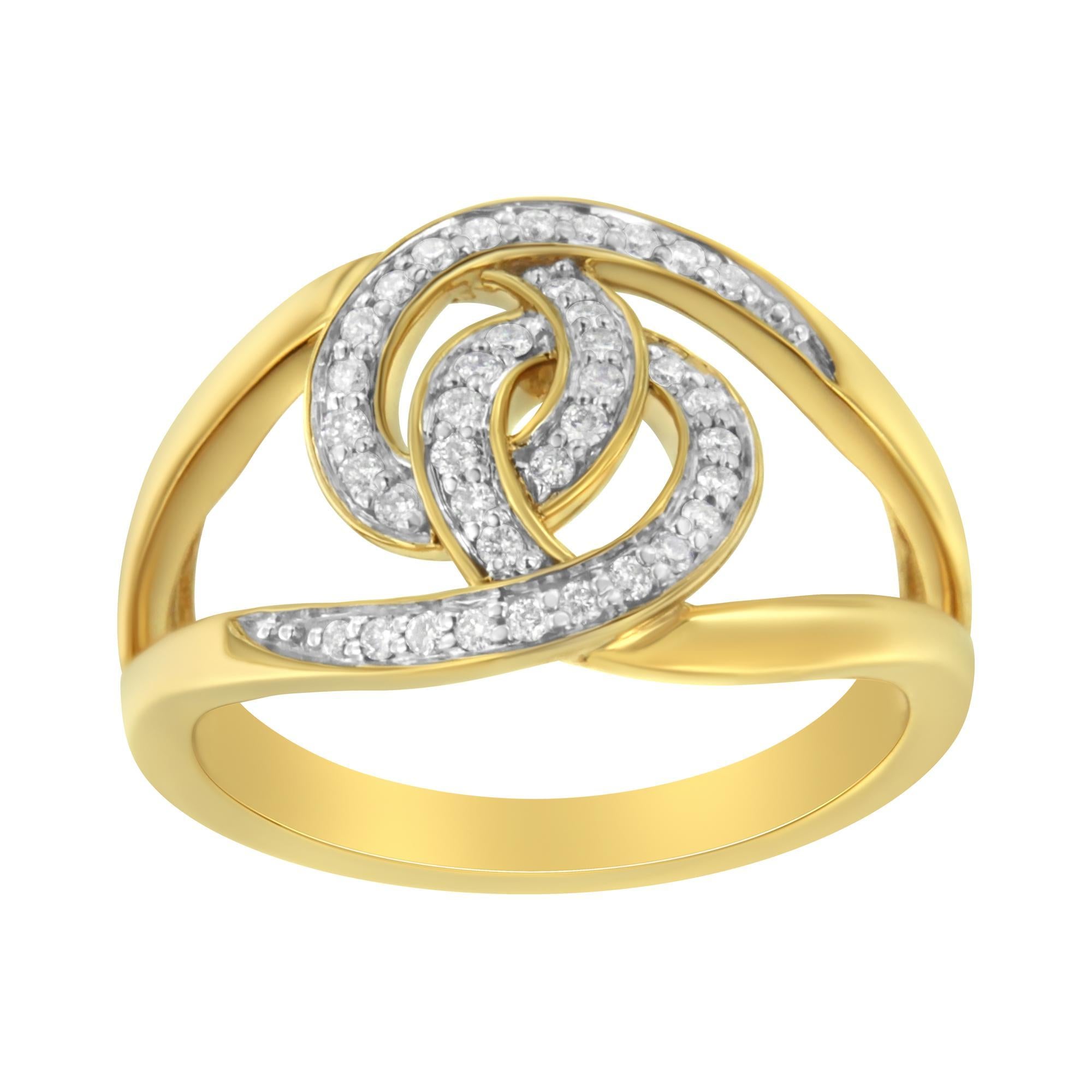 in vendita:  Oro giallo 14K e argento 1/4ct Diamond Interlock Loop Open Shank Bypass Ring 2