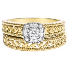 14K Yellow Gold over Silver 1/5 Cttw Diamond Halo and Milgrain Engagement Ring 14K Yellow Gold over Silver 1/5 Cttw Diamond Halo and Milgrain Engagement Ring