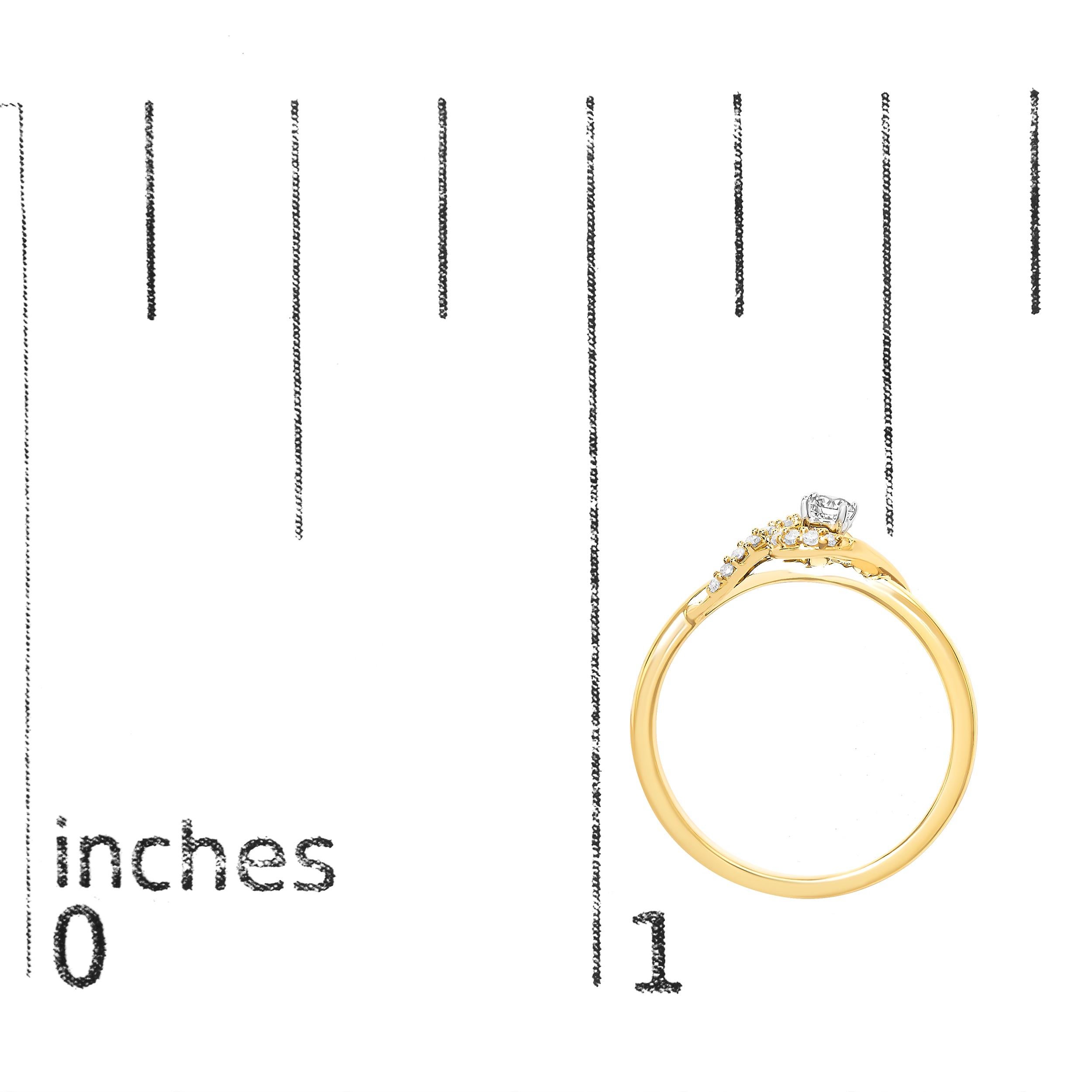 14K Gelbgold über Silber 1/6 Ctw Diamond Swirl Halo Versprechen Ring für Frauen Damen im Angebot