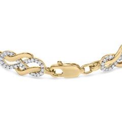 14K Yellow Gold over Silver 1.0ct Diamond Infinity Loop and Swirl Link Bracelet
