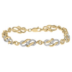 14K Yellow Gold over Silver 1.0ct Diamond Infinity Loop and Swirl Link Bracelet