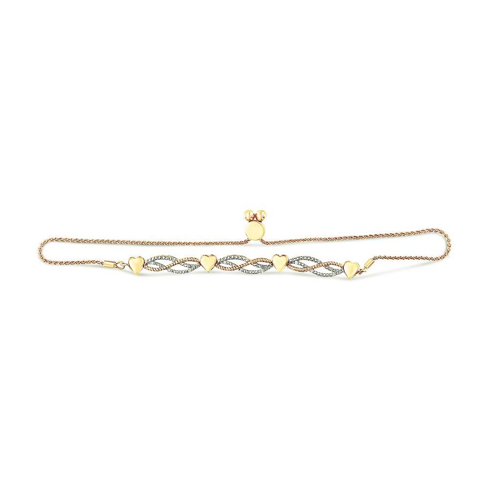 Moderne Bracelet Bolo en or jaune 14 carats sur argent avec diamants superposés infinis de 4 à 10 pouces en vente