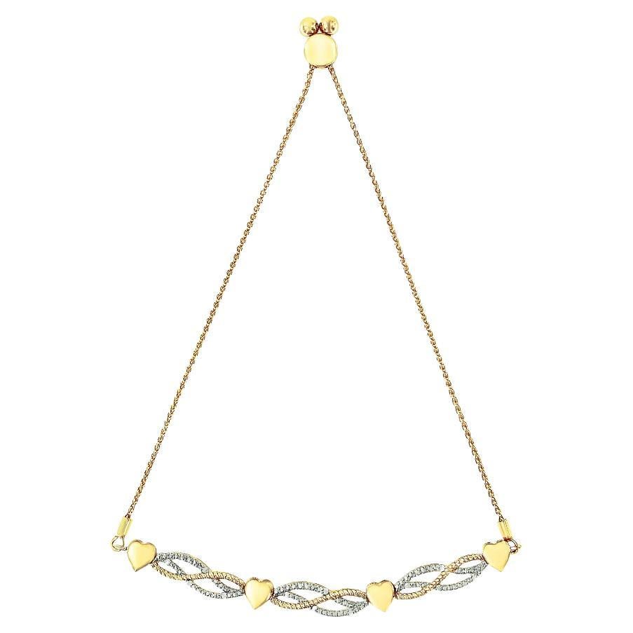14K Yellow Gold Over Silver Diamond Accent Layered Infinity 4"-10" Bolo Bracelet