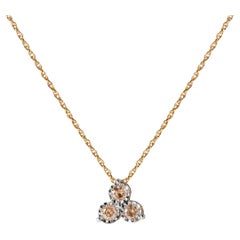 14K Yellow Gold Over Sterling Silver 1/4ct Diamond 3 Stone Trio Pendant Necklace