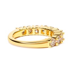 14K Yellow Gold Over Sterling Silver 2 Ct Diamond 10 Stone Anniversary Band Ring