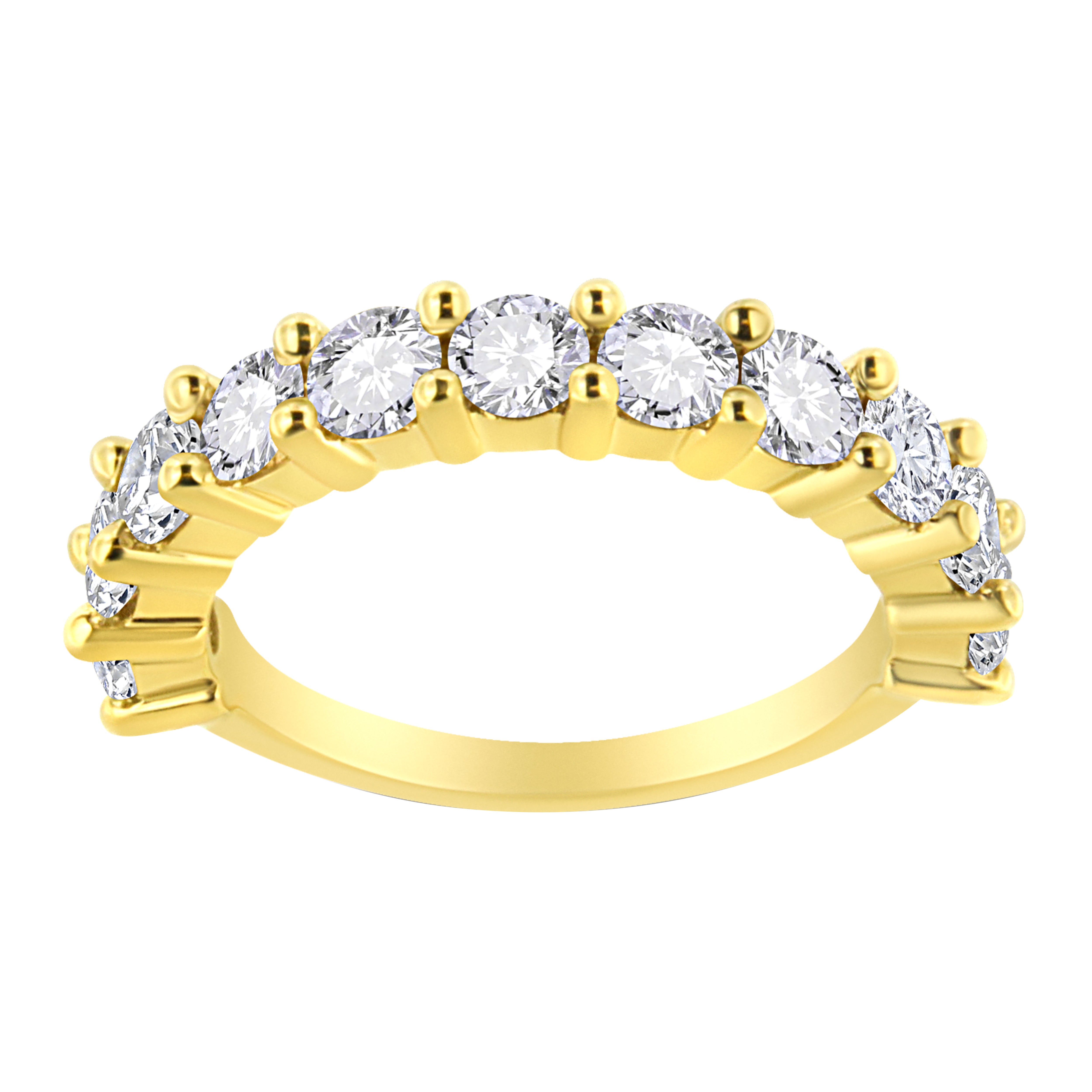 14K Yellow Gold Over Sterling Silver 2.00 Cttw Diamond 11 Stone Band Ring