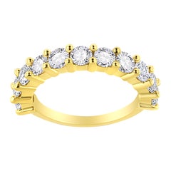 14K Yellow Gold Over Sterling Silver 2.00 Cttw Diamond 11 Stone Band Ring