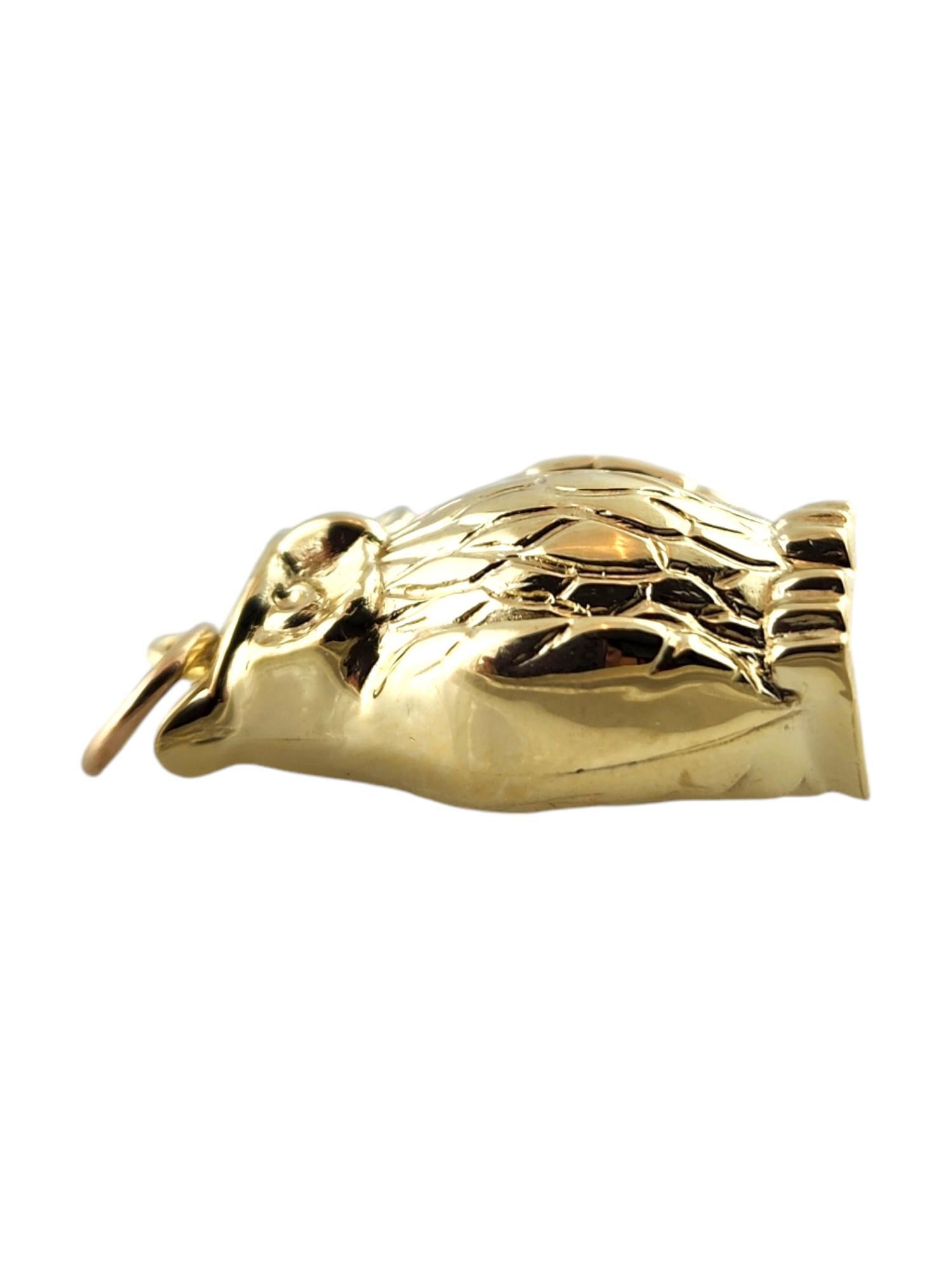 14K Yellow Gold Owl Charm Pendant #18105 In Good Condition In Washington Depot, CT