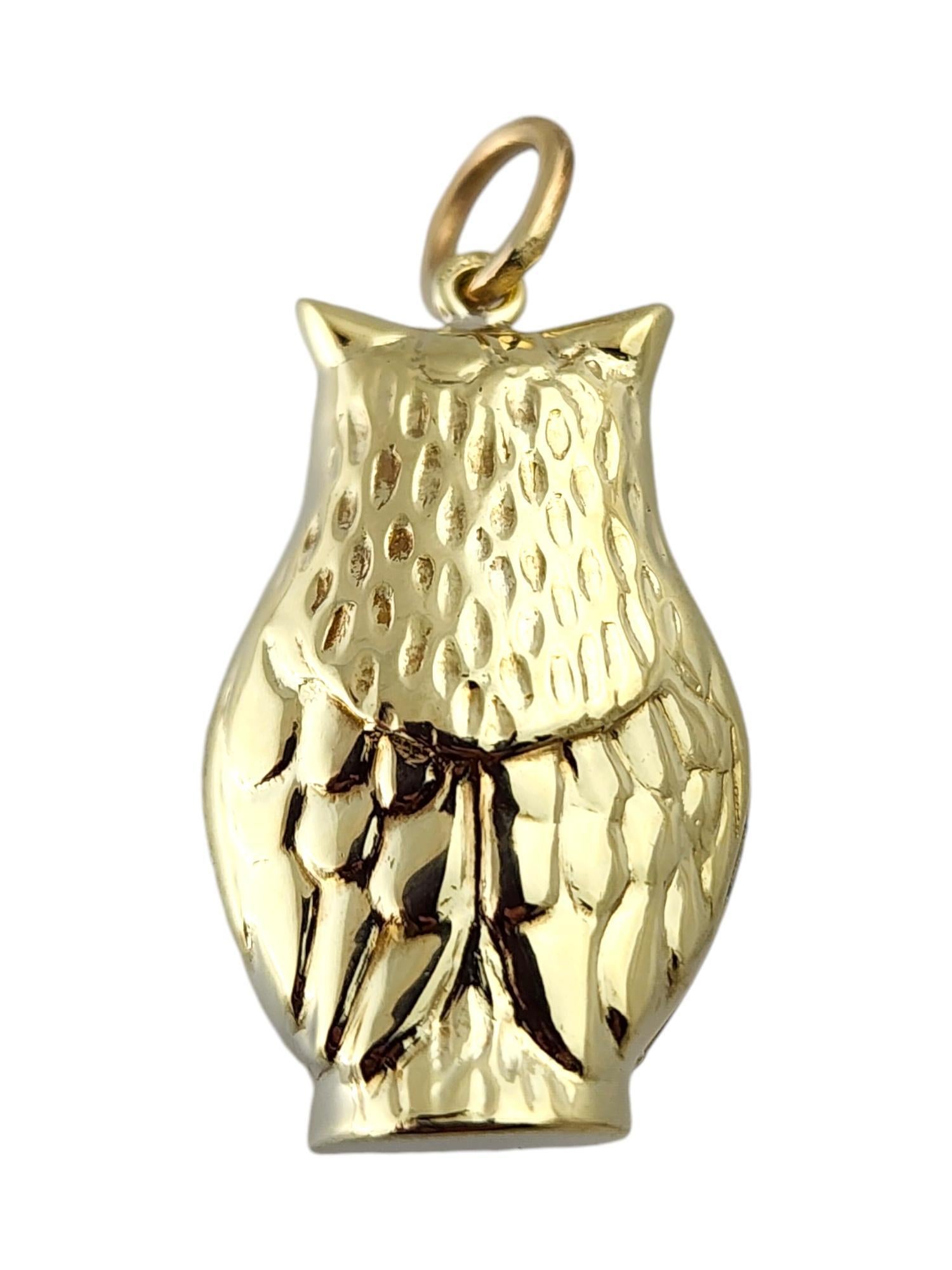 Women's or Men's 14K Yellow Gold Owl Charm Pendant #18105