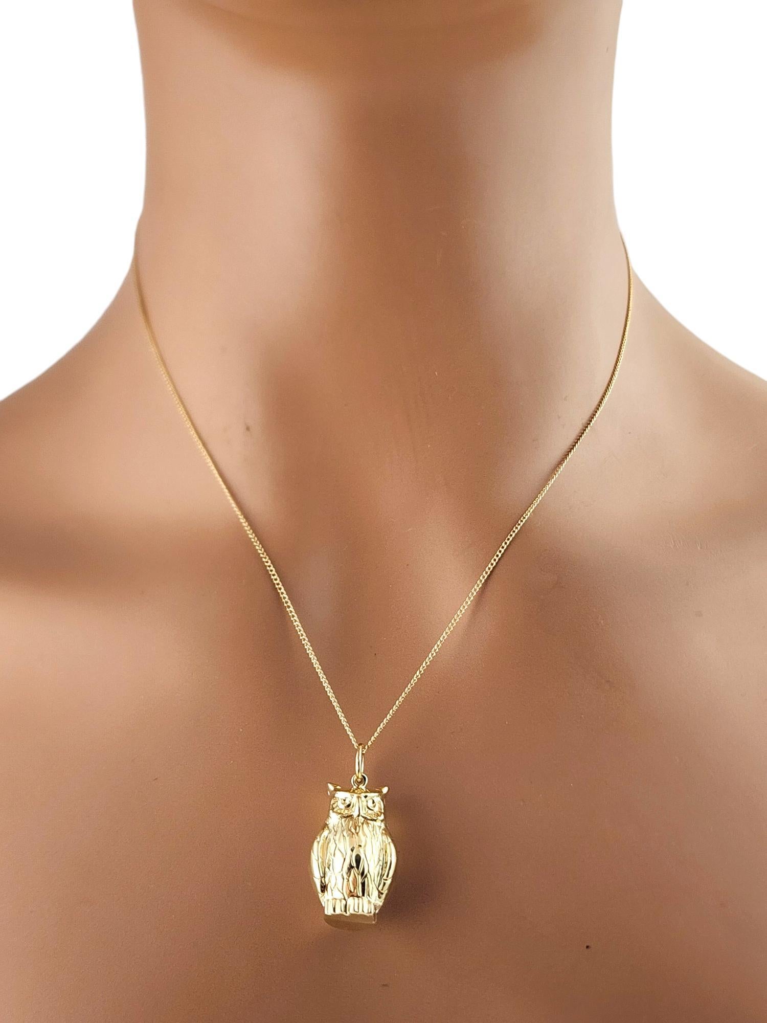 14K Yellow Gold Owl Charm Pendant #18105 4