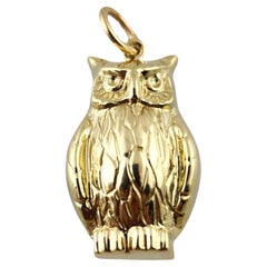 14K Yellow Gold Owl Charm Pendant #18105
