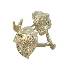 14k Yellow Gold Owl Cufflinks 0.16tct White Diamonds