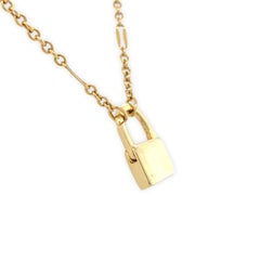 14K Yellow Gold Padlock Clasp on 24" 18K Yellow Gold Chain Necklace