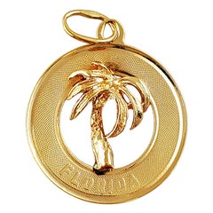 14K Yellow Gold Palm Tree Florida Charm