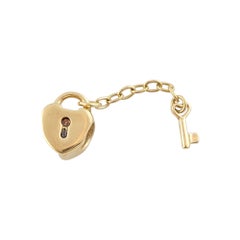 14K Yellow Gold Pandora Heart Lock and Key Charm