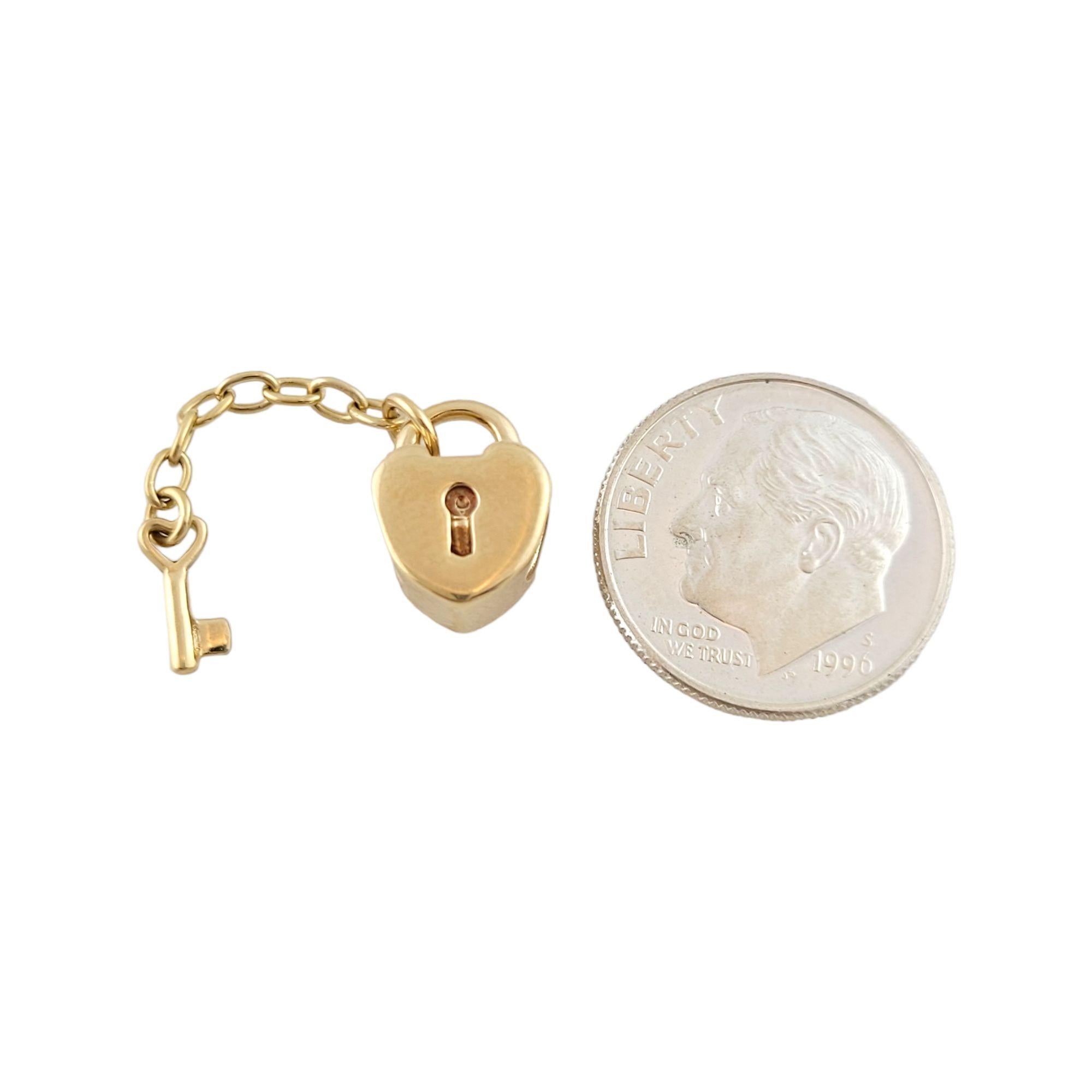 14K Yellow Gold Pandora Heart Lock and Key Charm In Good Condition In Washington Depot, CT