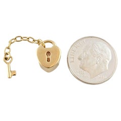 Vintage 14K Yellow Gold Pandora Heart Lock and Key Charm