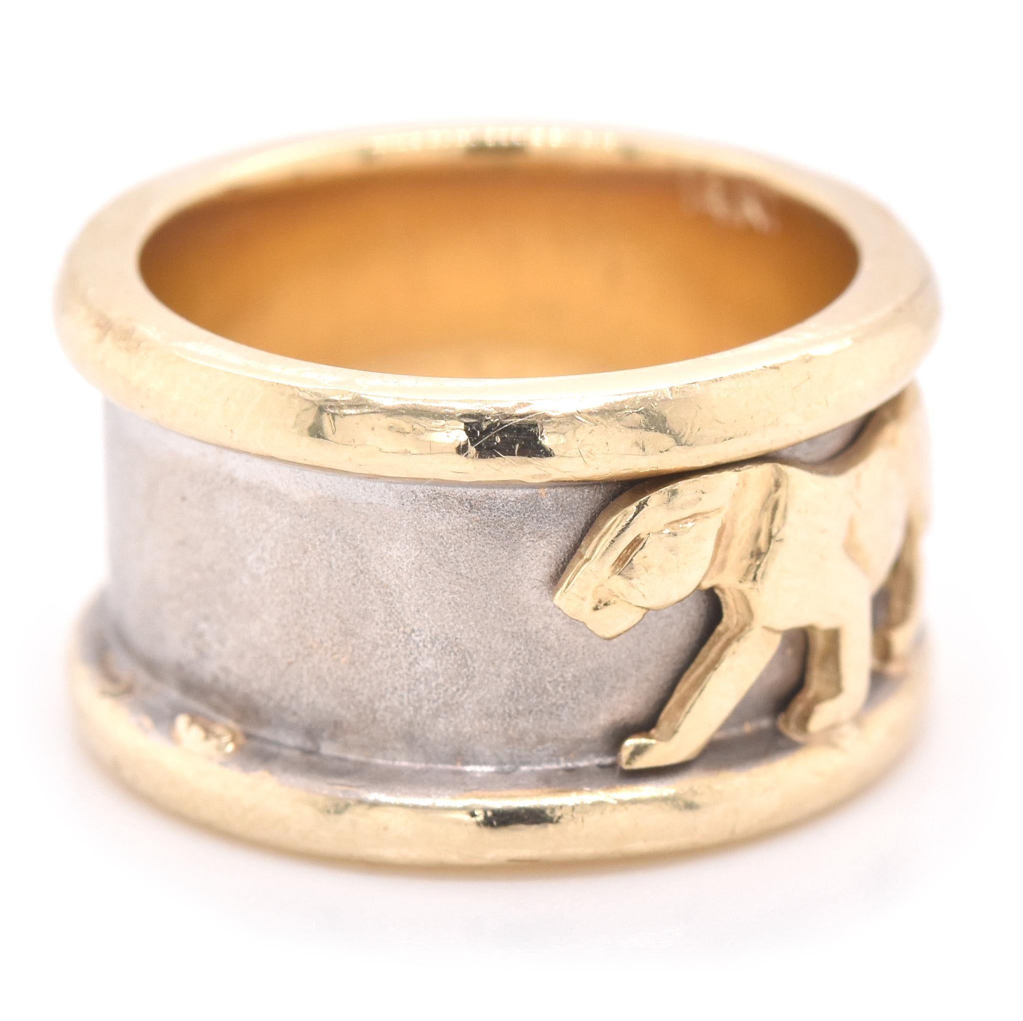 14 Karat Yellow Gold Panther Band Ring In Excellent Condition In Scottsdale, AZ