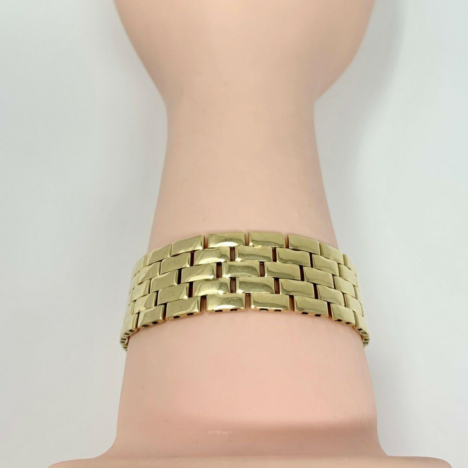 14k Yellow Gold Panther Brick Link Bracelet  3