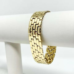 14k Yellow Gold Panther Brick Link Bracelet 