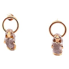 14k Gelbgold baumelnde zweifarbige Panther-Ohrringe
