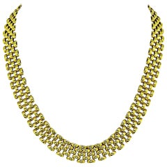 14k Yellow Gold Panther Link Style Statement Necklace
