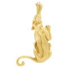 14K Yellow Gold Panther Pendant Matte Finish