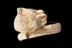 14K Yellow Gold Panther Ring with Diamond Eyes
