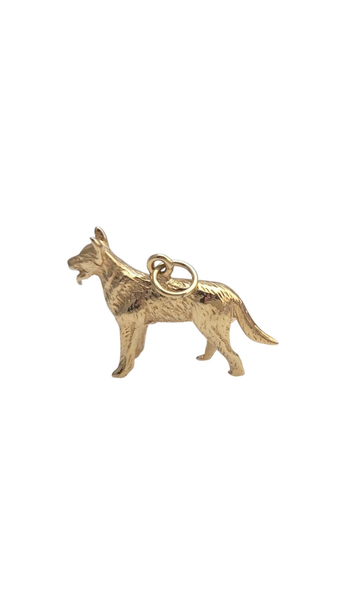 14K Yellow Gold Panting German Shepard Dog Charm #21068