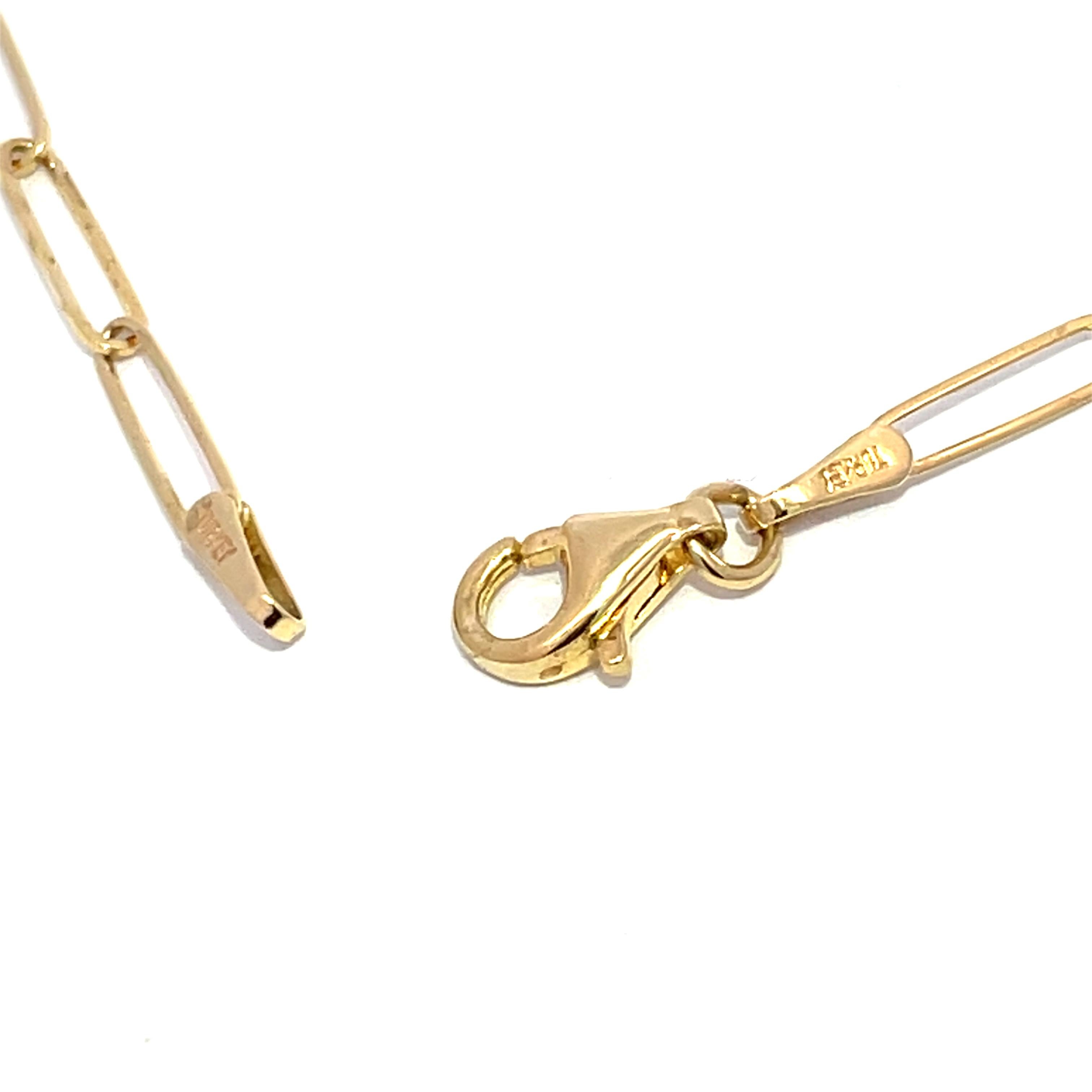 Moderno 14K Yellow Gold Paper Clip Chain Bracelet in vendita