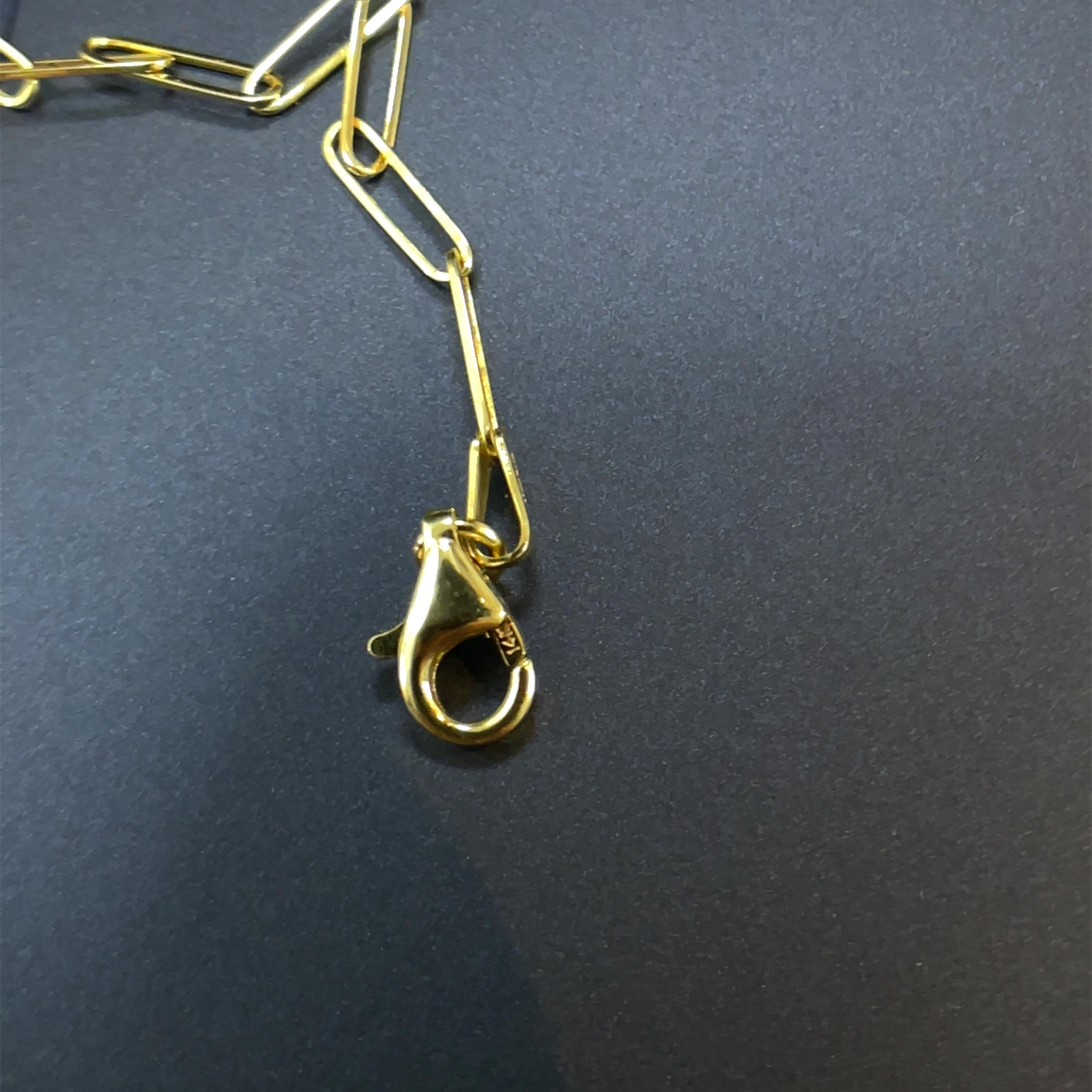 14K Yellow Gold Paper Clip Chain Bracelet in vendita 3