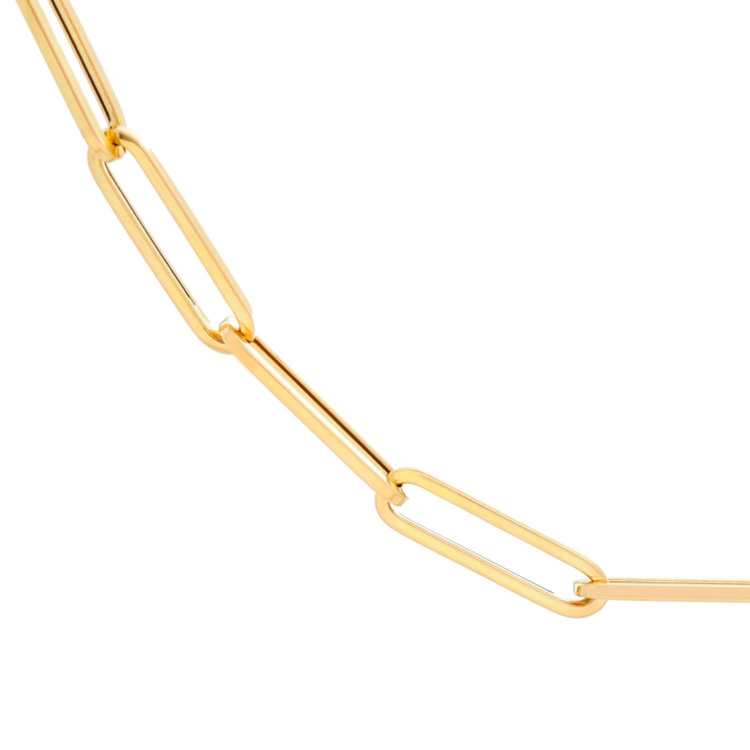 14K Yellow Gold Paper Clip Chain Necklace  - Gold filled paper clip cable link chain bracelet. Length size 35 inches. Can be sized down.  Perfect for layering or worn alone. Total weight 20.34 grams.