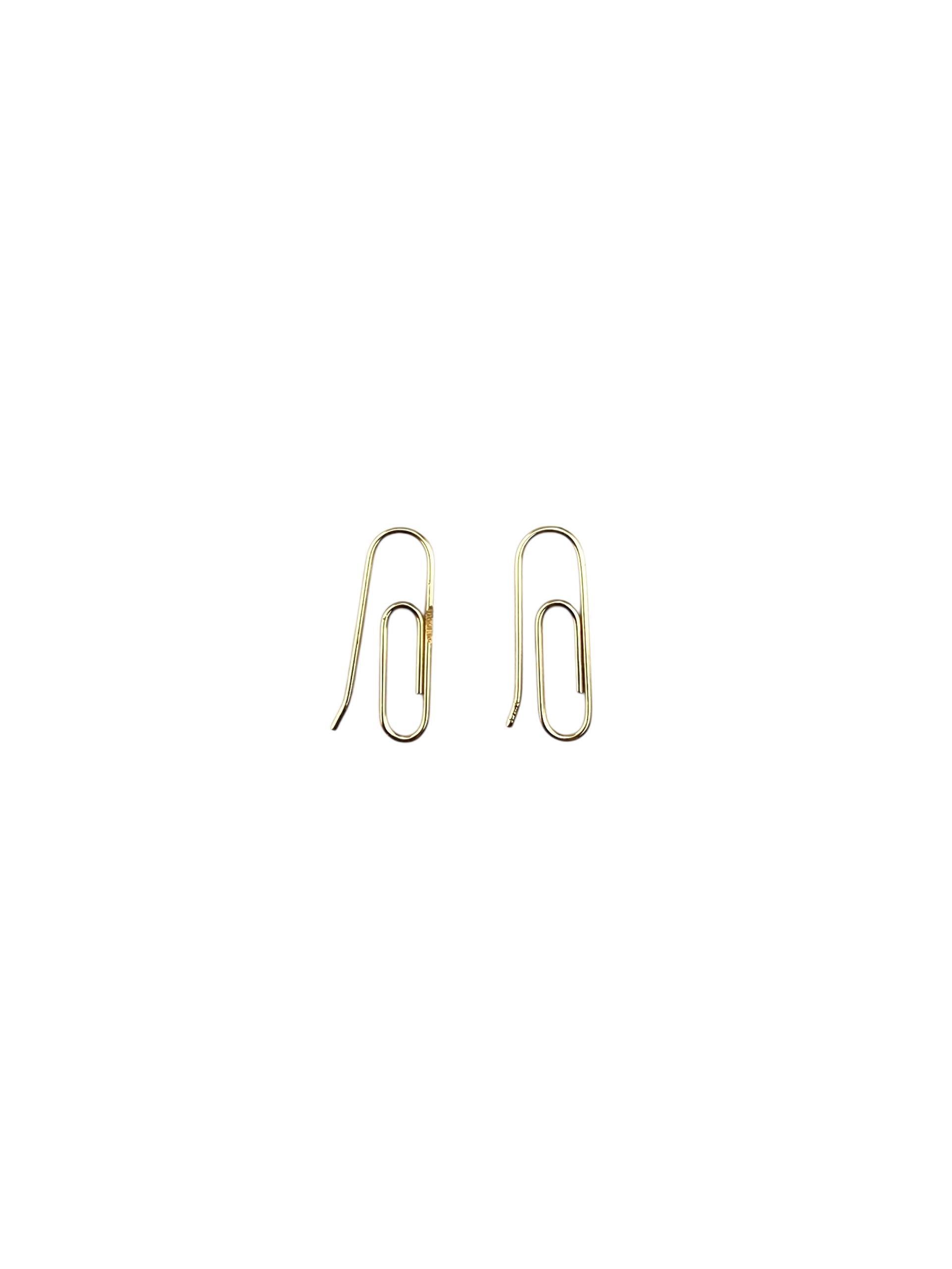 14K Yellow Gold Paper Clip Earrings #21752 In Good Condition In Washington Depot, CT