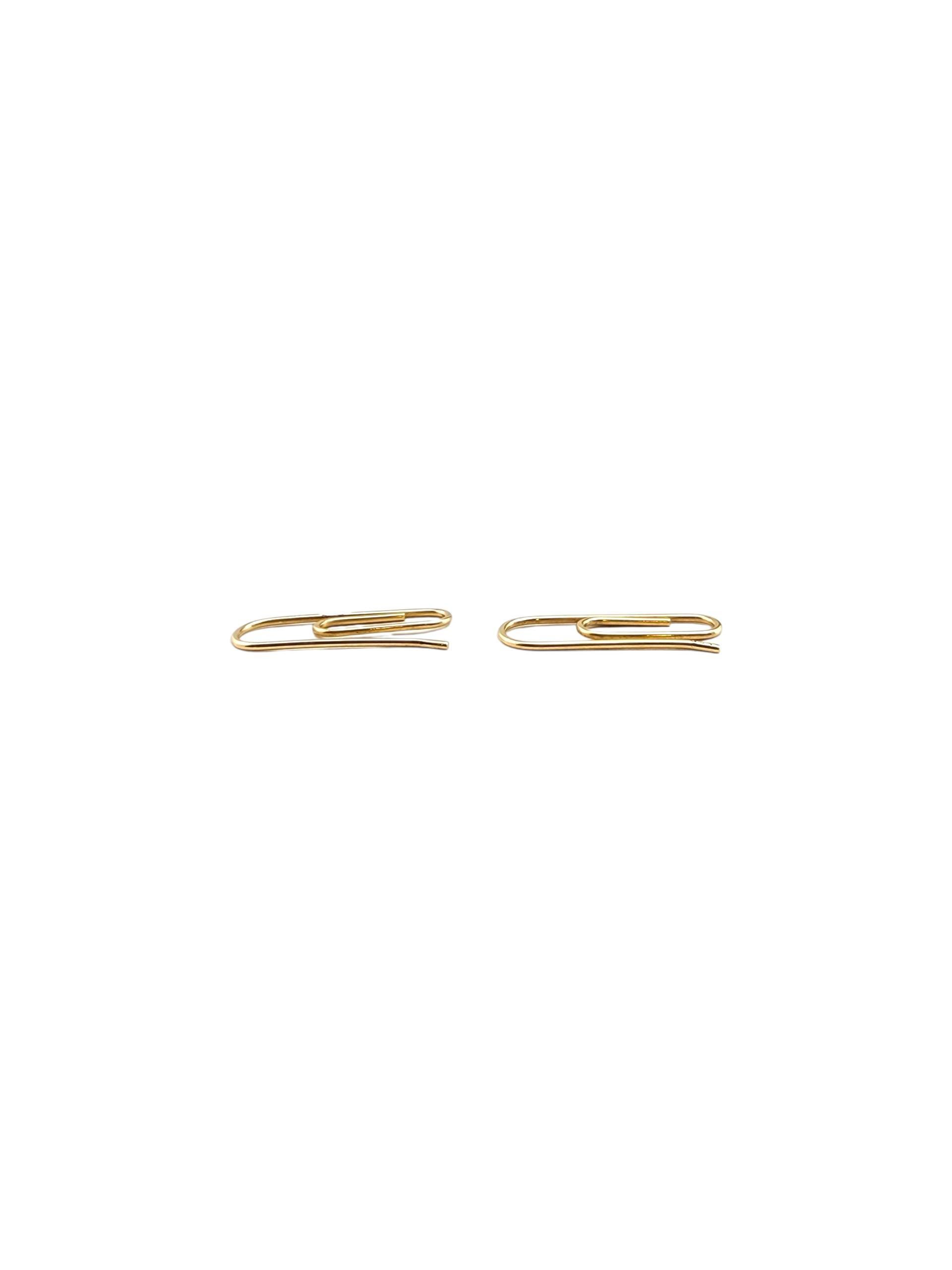 14K Yellow Gold Paper Clip Earrings #21752 1