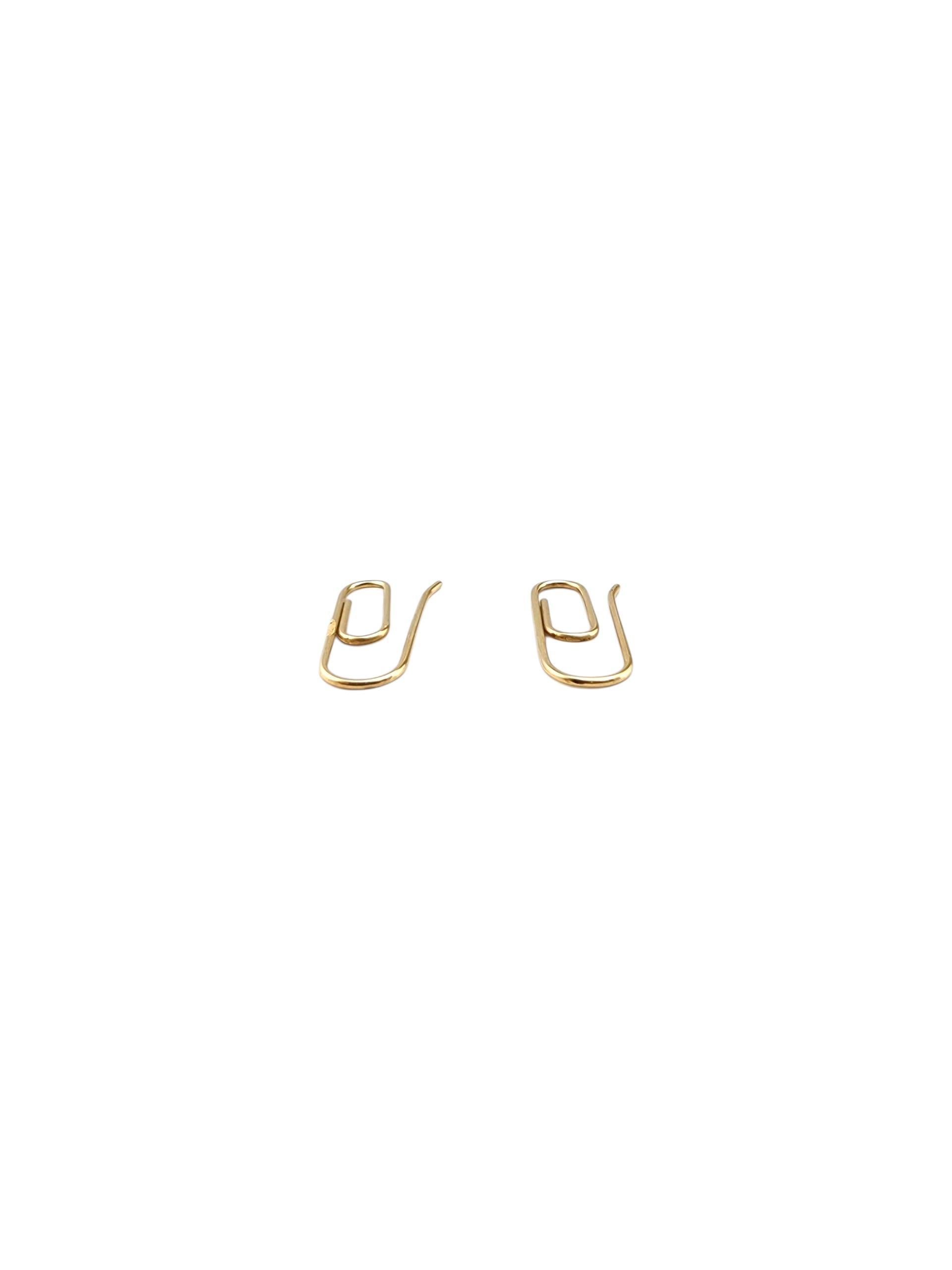 14K Yellow Gold Paper Clip Earrings #21752 2
