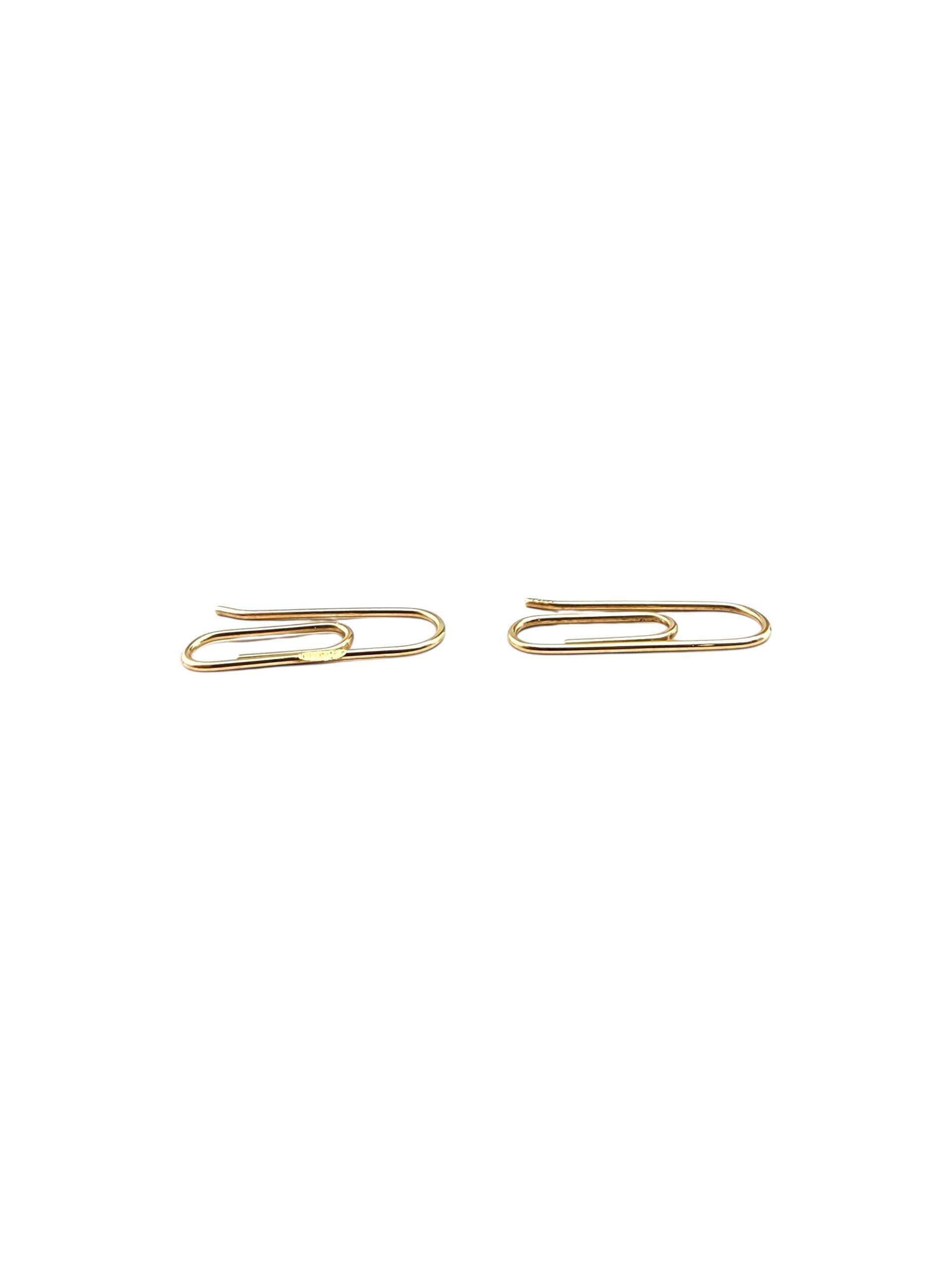 14K Yellow Gold Paper Clip Earrings #21752 3