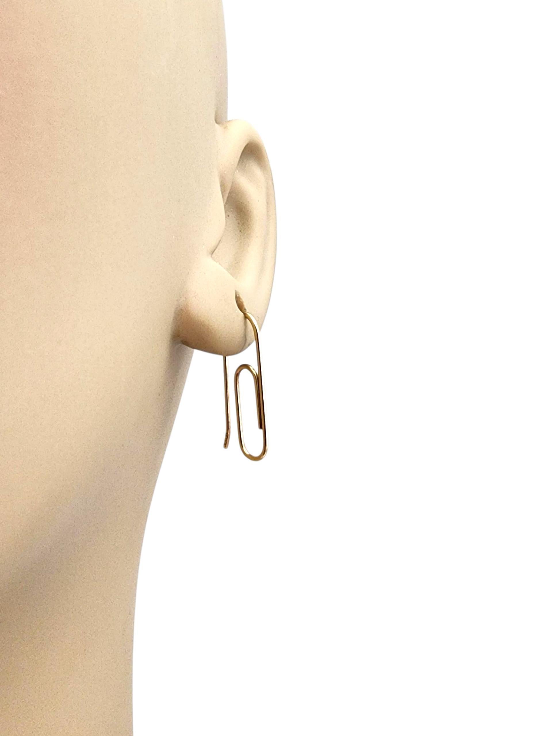 14K Yellow Gold Paper Clip Earrings #21752 5
