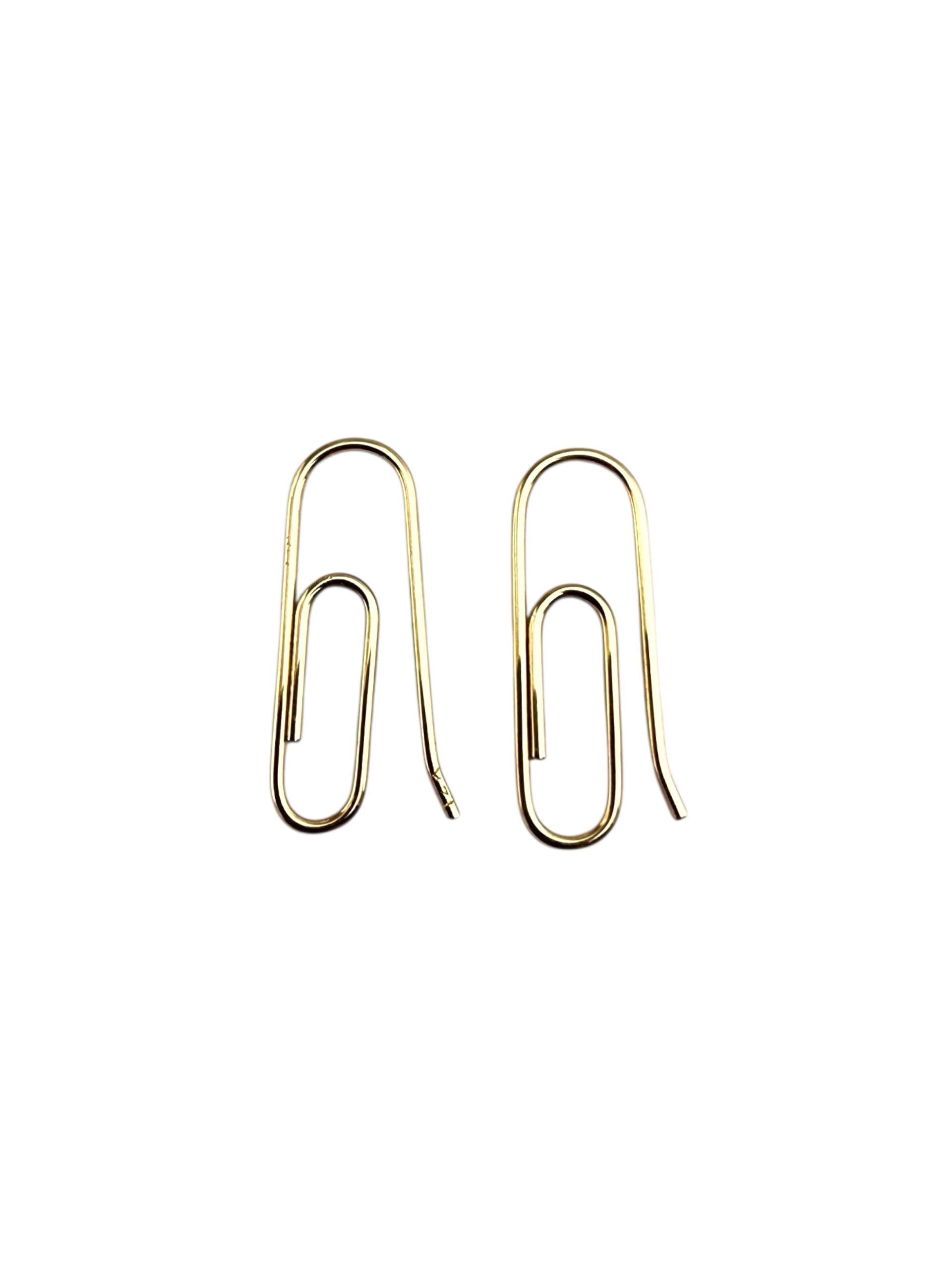 14K Yellow Gold Paper Clip Earrings #21752
