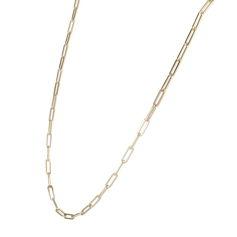 14k Yellow Gold Paper Clip Link Necklace For Sale at 1stDibs