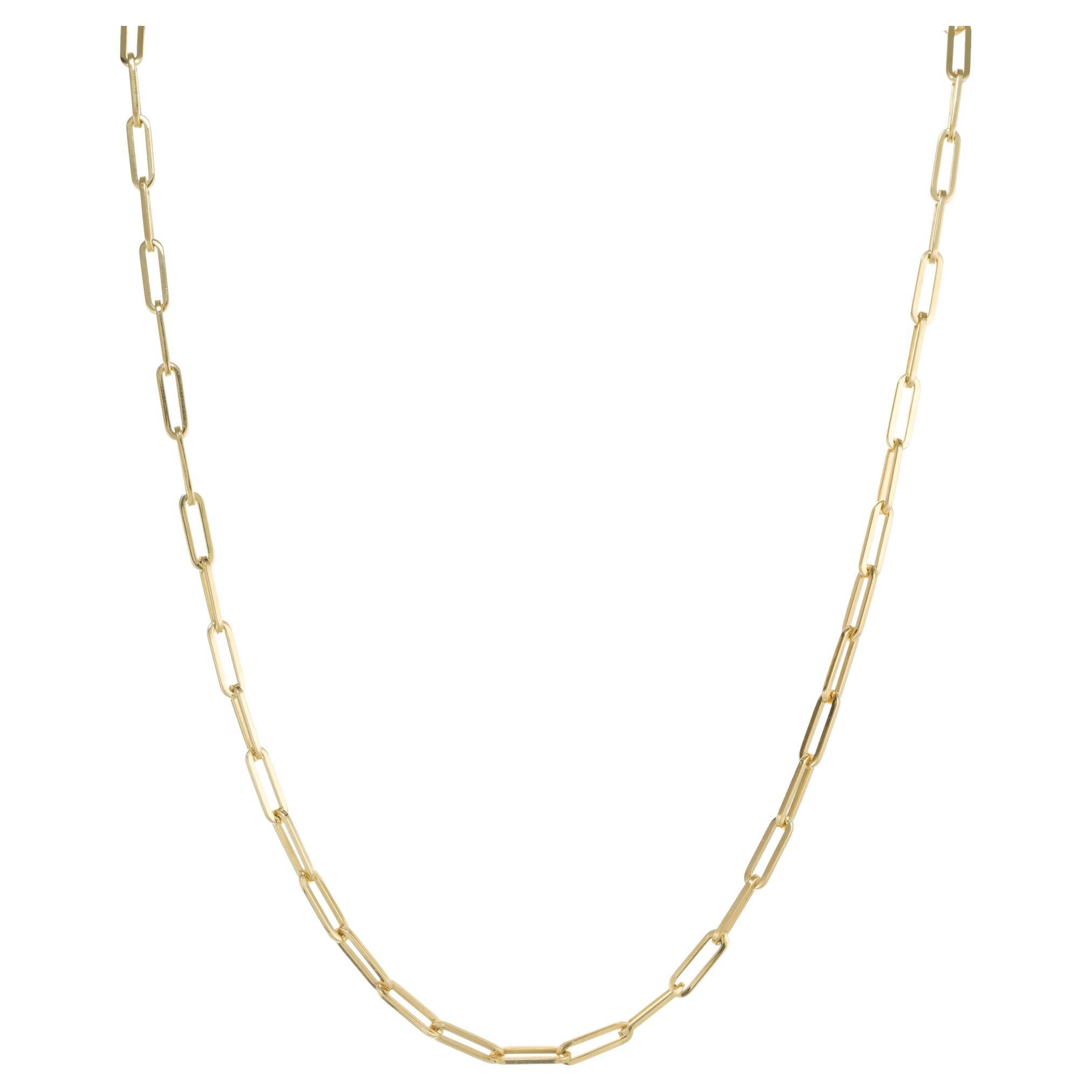 14k Yellow Gold Paper Clip Link Necklace For Sale