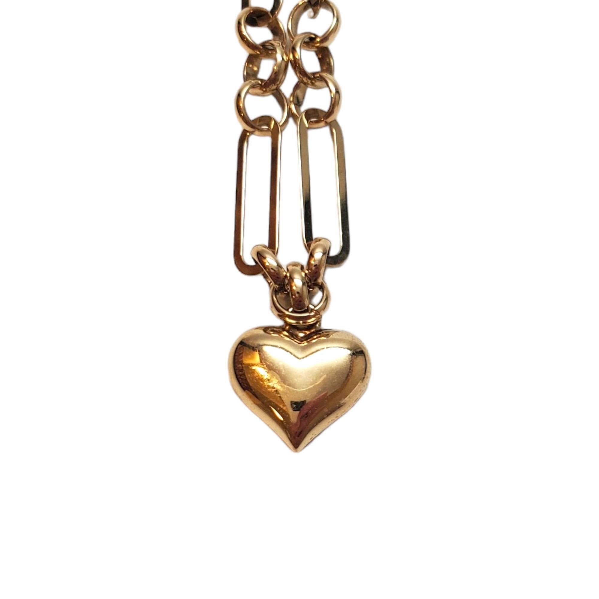 14kt yellow gold paperclip bracelet with heart charm