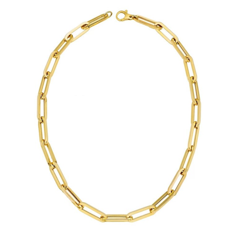 14K Yellow Gold Paper Clip Necklace 7.0mm For Sale at 1stDibs