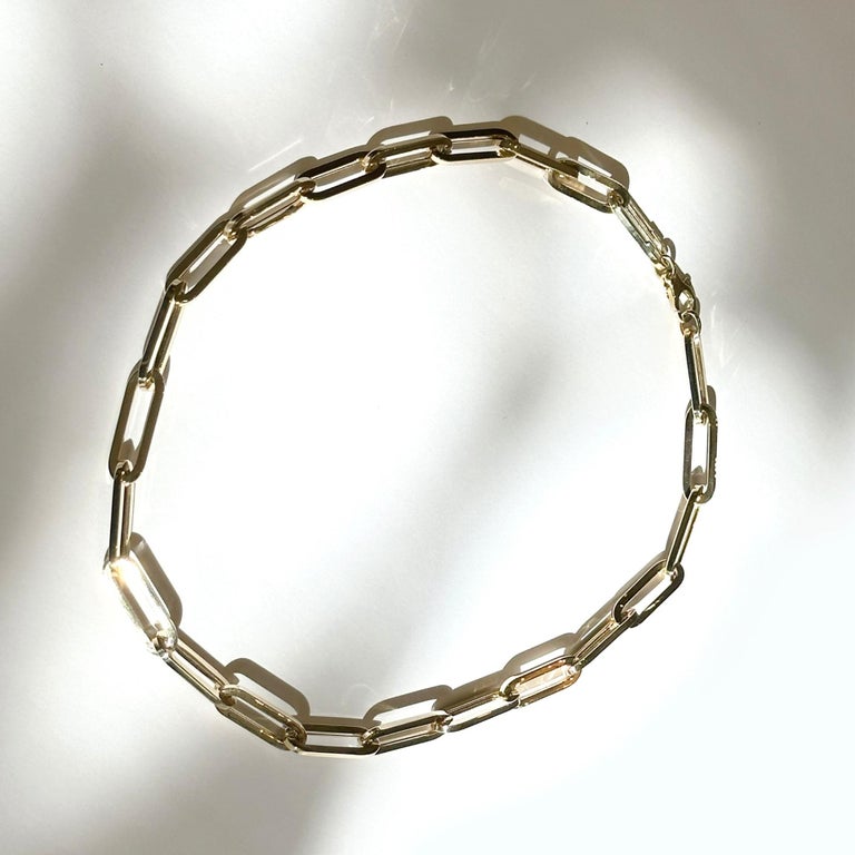 14K Yellow Gold Paper Clip Necklace 7.0mm For Sale at 1stDibs