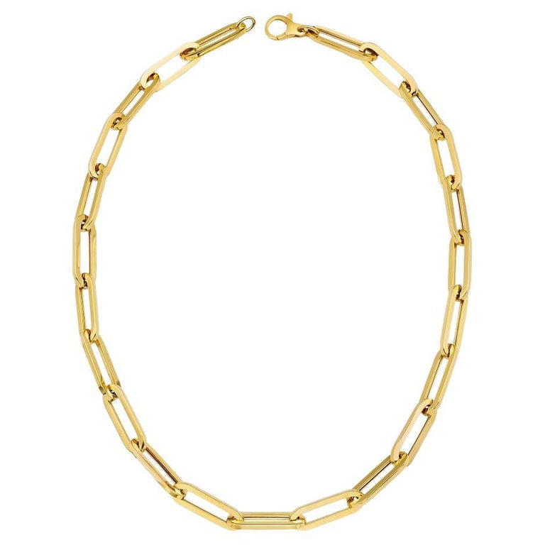 14K Yellow Gold Paper Clip Necklace 7.0mm For Sale at 1stDibs