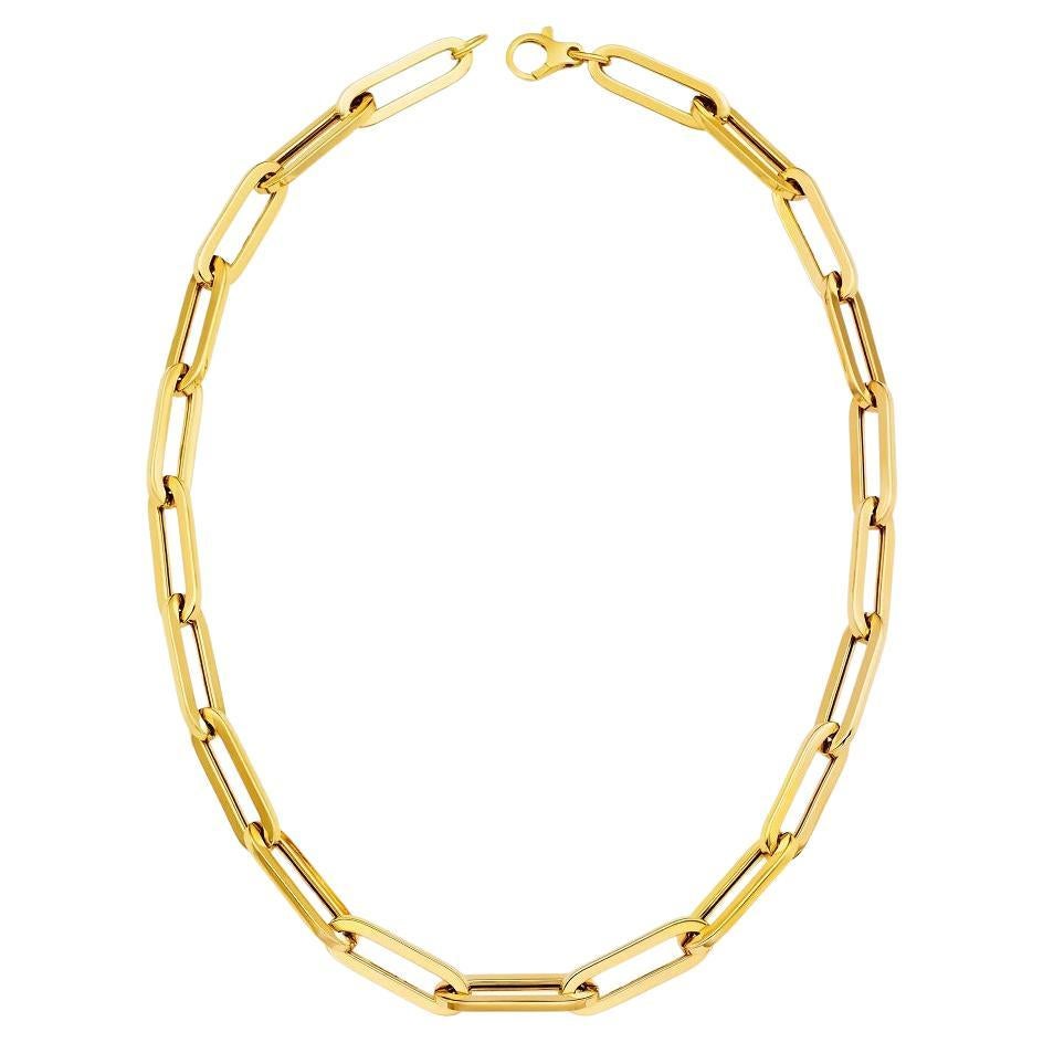 14k Yellow Gold Paper Clip Necklace For Sale at 1stDibs