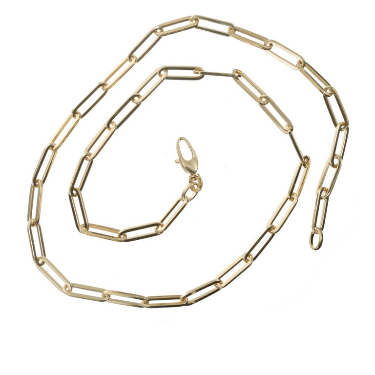 14k Yellow Gold Paper Clip Necklace For Sale at 1stDibs