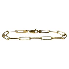 14K Yellow Gold Paperclip Bracelet 6.875in 4.2mm Hollow Lobster Clasp
