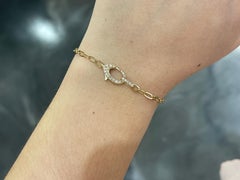 Bracciale Paperclip in oro giallo 14K con chiusura con diamante .24 CTW