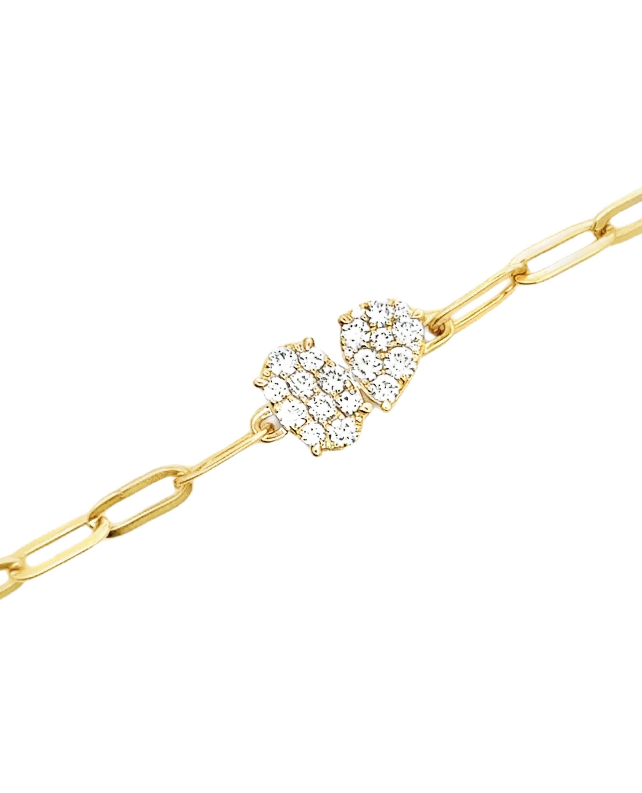 Contemporary 14K Yellow Gold Paperclip Bracelet with Diamonds 0.51 Carats For Sale