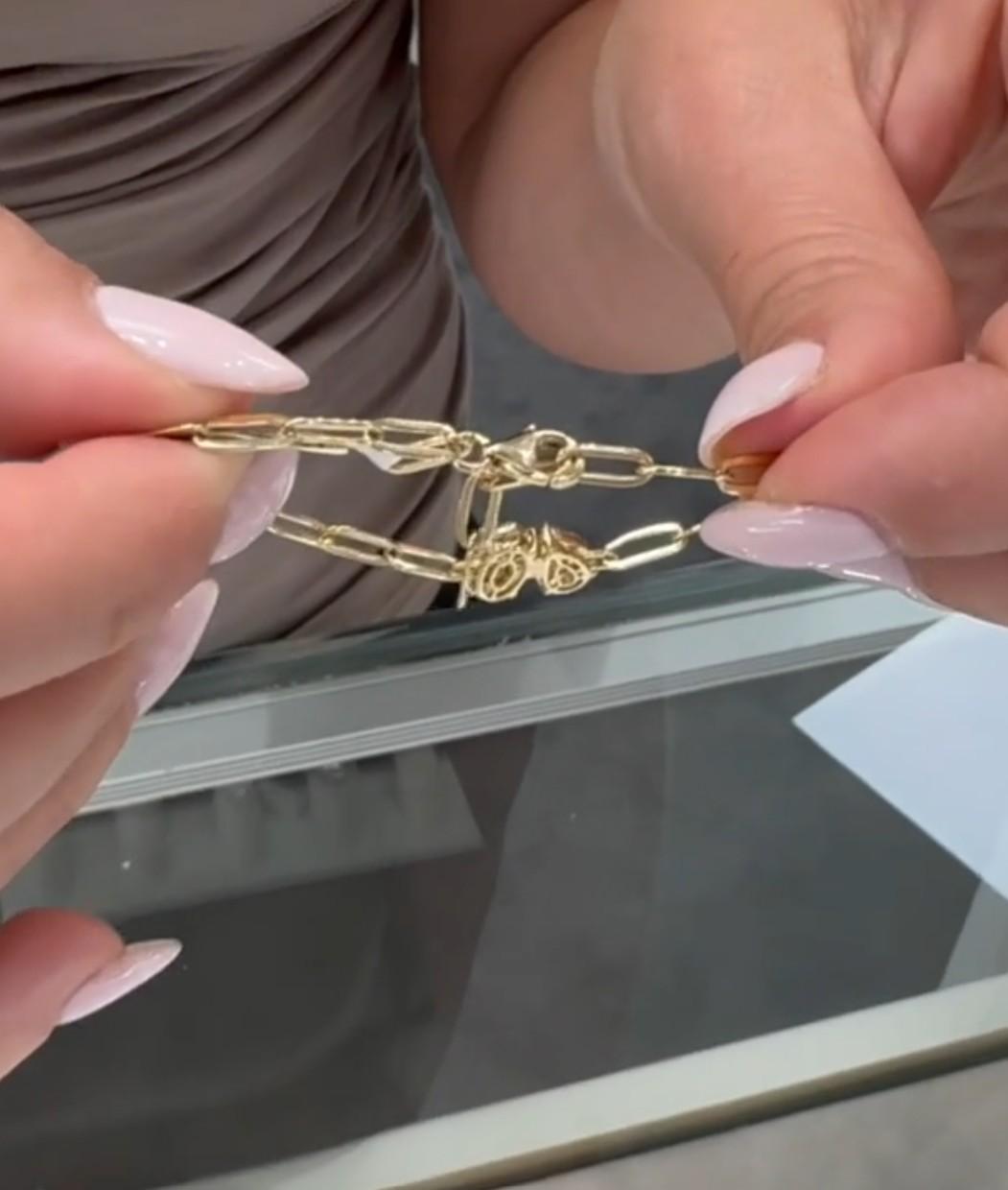 Bracelet trombone en or jaune 14K avec diamants 0.51 carats Pour femmes en vente
